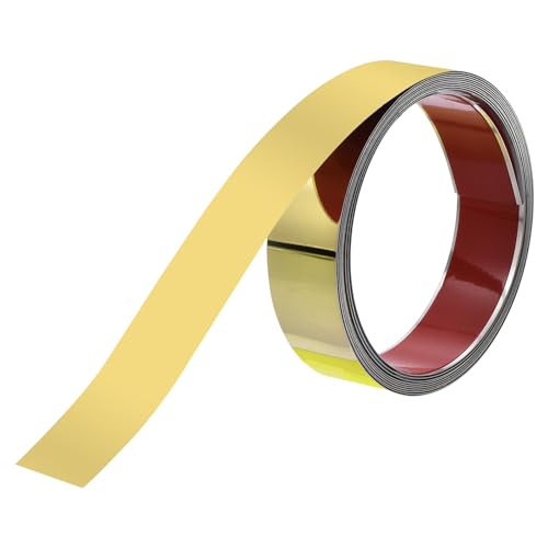 uxcell Wall Trim Molding, Stainless Steel Peel and Stick (Mirror-Like Finish), for Ceiling, Mirror Frame 16.4Ft x 1.6in，Gold - color: Gold, size: 16.4 ft x 1.6 in