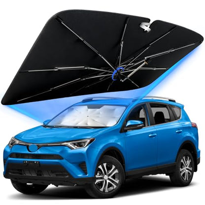 Windshield Sun Shade for Toyota RAV4 2013-2018 with 360° Rotating Shaft, Custom Fit Umbrella Sunshade for UV Blocking, Interior Heat Protection, Easy Storage - size: Fit for Toyota RAV4 2013-2018