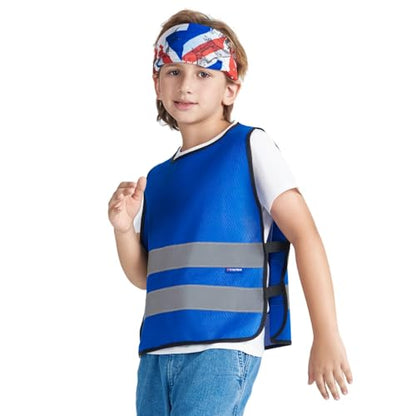 A-SAFETY kids High Vis Reflective construction Safety vest - color: Blue, size: 2-5Year