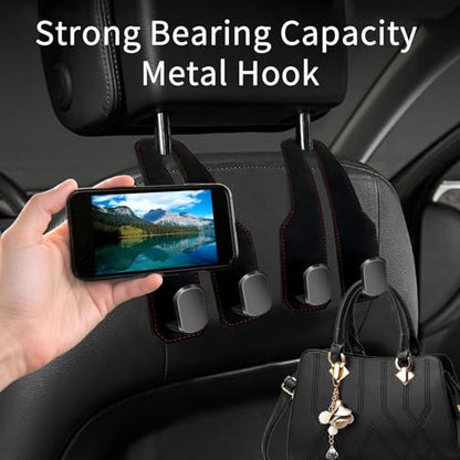 Car Seat Headrest Hooks for Purses and Bags, 2 Pack Bag Purse Holder for Car With Double Metal Hooks, Car Purse Hanger, Headrest Back Seat Handbags Hook Cute Hanging Accessories, Black - color: Black 2pcs
