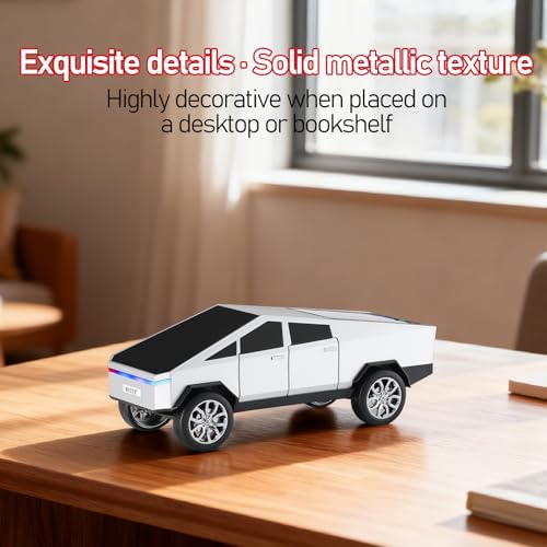 WSTER WS-580 Futuristic Pickup Truck Bluetooth Replica Speaker with LED Display Screen TWS, FM, USB/TF, LED Headlights, Mic, Practical Gift for Car Model Fans, Audio Users & Tech Hobbyists (Silver) - color: Silver