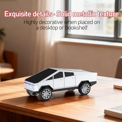 WSTER WS-580 Futuristic Pickup Truck Bluetooth Replica Speaker with LED Display Screen TWS, FM, USB/TF, LED Headlights, Mic, Practical Gift for Car Model Fans, Audio Users & Tech Hobbyists (Silver) - color: Silver