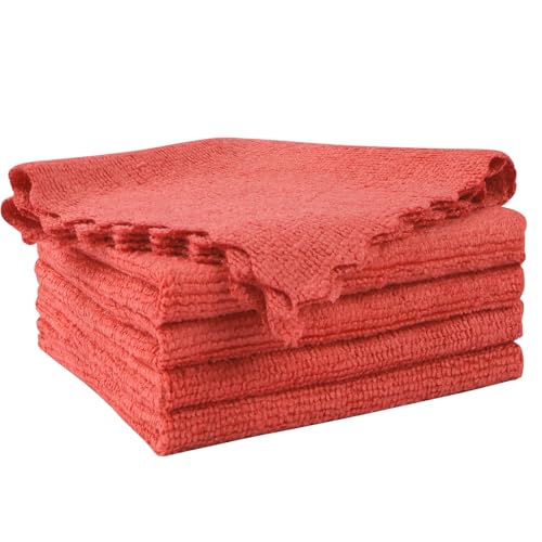 Orighty Microfiber Cleaning Cloth, 5 Pack Highly Absorbent Cleaning Rags, Household Cleaning Supplies, Reusable Lint Free Cloths Microfiber Rag for House, Kitchen, Car Care, 12x11 inch, Red - color: Red, size: 5 Pack