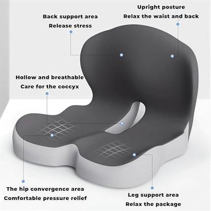 Memory Foam L-Shaped Integrated Seat Cushions for Car Truck Driver Ergonomic L Shape Lumbar Cushion Sciatica Back Pain Relief Office Chair Butt and Back Support Pillow Long Driving Booster Seat (F1) - color: F1