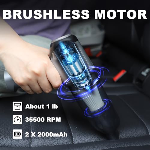 Car Vacuum Cleaner Cordless, 3 in 1 Handheld Vacuums Brushless Motor High Power 12500PA Compressed Air Dusters Cordless Vacuum Cleaners for Car Home