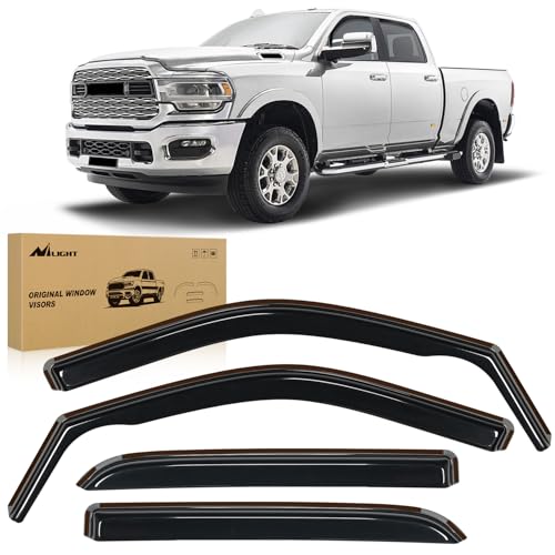 Nilight Window Rain Guards for Dodge Ram 2500 3500 Crew Cab 2019-2025 2026, Side Window Deflectors Vent Visors, Smoke Tint, Reduce Wind Noise, Car Wash Safe, 4PCS - size: RAM 2500 3500 2019-2026 Crew