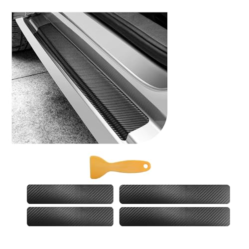Dickno 4 PCS Car Door Sill Protector, 5D Carbon Fiber Auto Door Entry Edge Guard Protection Trim, Anti-Scratch Threshold Cover Strips, Sill Protection Sticker for Car SUV Truck (Black) - color: 5D Black