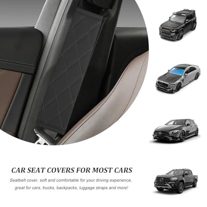 2 PCS Leather Front Car Seat Covers, Sideless Auto Seat Covers with Storage Pocket & Seatbelt Pads, Universal Waterproof Vehicle Seats Protectors for Most Front Seats (Black) - color: Black