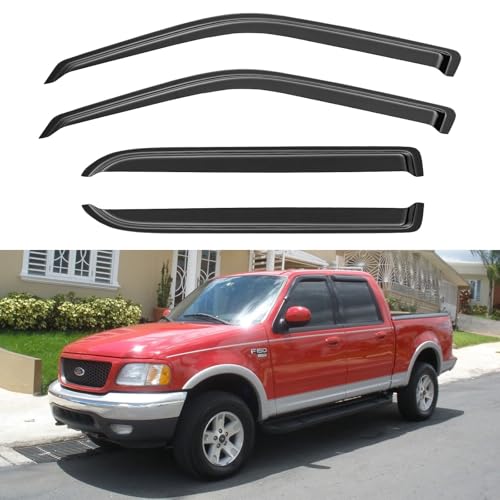 Window Visors Rain Guards for 2001 2002 2003 Ford F150 SuperCrew Cab, Out-Channel Window Vent Wind Deflectors Visors Shades for 2002 2003 Lincoln Blackwood - size: 2001-2003 f150 SuperCrew
