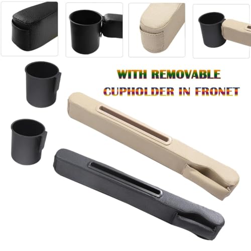 Car Seat Gap Filler 2 Pack,Car Seat Gap Filler Organizer,Car Seat Gap Plug with Storage Slot,3 in 1 Car Seat Gap Filler with Cup Holder,Prevent Small Items from Falling(Beige) - color: Beige2