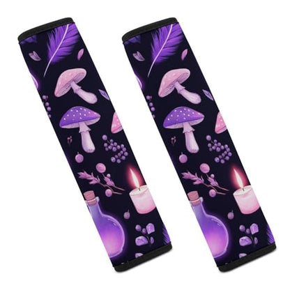 Fashion 2PCS Car Belt Covers, Gothic Magic Witch Witchy Trippy Purple Mushrooms Protect Your Shoulders Car Safety Seat Belt Strap - color: Color359