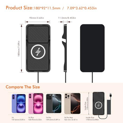 Wireless Car Charger,LANSEMKU Car Wireless Chargers Charging pad Non Slip 15w Fast Charger for Car Wireless Phone Charger for iPhone17/ 16/15/14/13/12 Pro Max,for Android (with Holder-100cm Cable)
