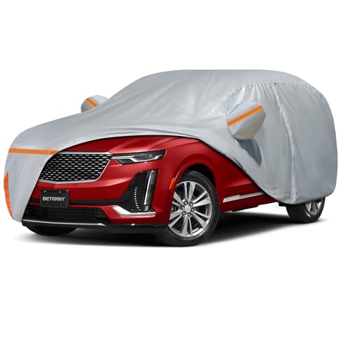 Car Cover for 2019-2026 Cadillac XT6, Waterproof Custom-fit Sun Rain Dust Snow Wind All Weather Protection Outdoor XT6 Full Car Cover with Cotton Lining and Door Zipper-Gray - size: XT6 Cover