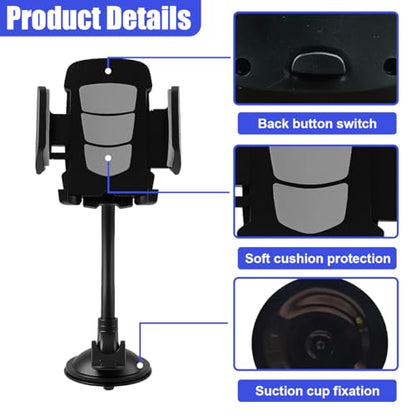 Car Phone Holder Mount, Gooseneck Long Arm Cell Phone Holder, Windshield Window, Dashboard Anti-Shake Handsfree Stand with Strong Suction Cup, Fit for Most Cellphone(Gray) - color: Gray