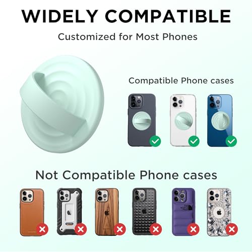 Magnetic Phone Grip Ring Holder, Liquid Silicone Magnet Cell Phone Grip Finger Loop, Compatible with Magsafe, Back of Phone for iPhone 17/16/15/14/13/12 Series, Mint Green - color: Mint Green