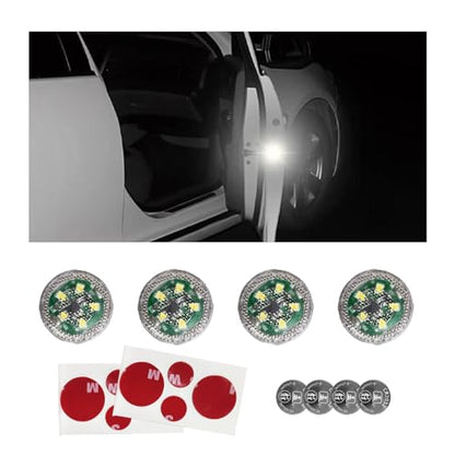 Dickno 4 PCS Wireless Car Door LED Warning Lights, 5 LED Roadside Auto Flashing Safety Signal Light for Anti Rear End Collision, Universal Strobe Flashing Light for Car SUV Truck (White) - color: White