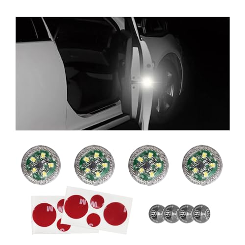 Dickno 4 PCS Wireless Car Door LED Warning Lights, 5 LED Roadside Auto Flashing Safety Signal Light for Anti Rear End Collision, Universal Strobe Flashing Light for Car SUV Truck (White) - color: White
