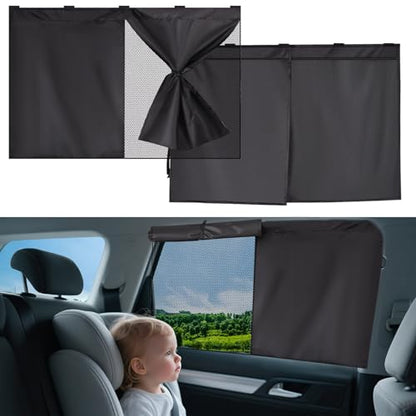 Magnetic Car Window Shades for Baby - Dual-Layer Sun Protection Car Curtains for Rear Side Windows - 2 in 1 Side Window Sun Shade with Enhanced UV Block and Privacy Protection, Fits Most Cars