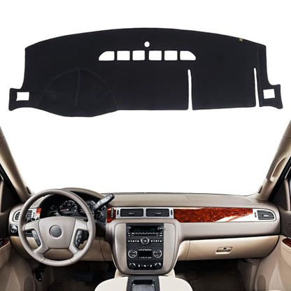 Dashboard Cover Dash Mat Fit for 13-07 Chevy Tahoe Suburban,Silverado 1500 LTZ/G-MC Yukon,Sierra 1500 SLT (W/o HUD),Car Dash Board Mat Anti-Glare Carpet,Non-Slip Pad (Black) - color: Black, size: Fit 07-14 Yukon/Tahoe/Silverado