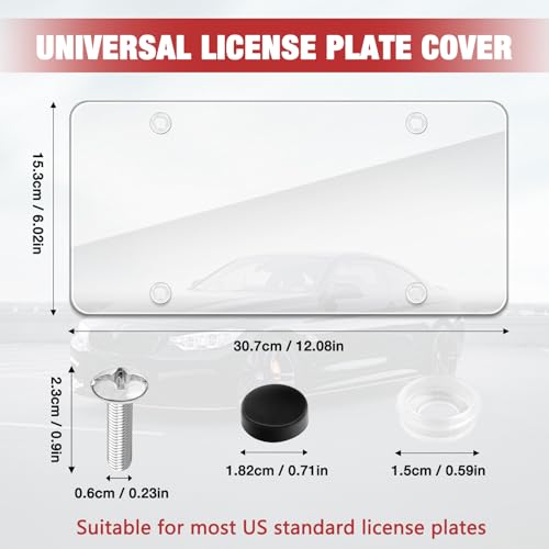 License Plate Protector 2 Pack, Clear License Plate Cover 12.08 * 6.02’’ Universal, Plate Cover for Car Plastics, Car Frame Cover Shield with Screws Transparent Spacers Screw Caps by XIOGZAXI - style: Style A