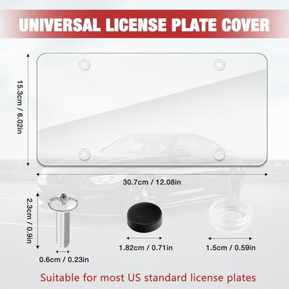 License Plate Protector 2 Pack, Clear License Plate Cover 12.08 * 6.02’’ Universal, Plate Cover for Car Plastics, Car Frame Cover Shield with Screws Transparent Spacers Screw Caps by XIOGZAXI - style: Style A