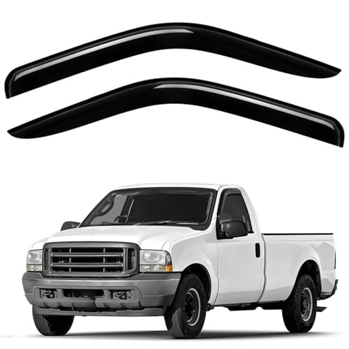 Window Deflectors Smoke Tinted Tape-On Side Window Vent Visor Deflectors Rain Guards Compatible with F-250 1999-2016 Regular Cab, Standard Cab - 2pcs. GW0928 - color: For F250 99-16