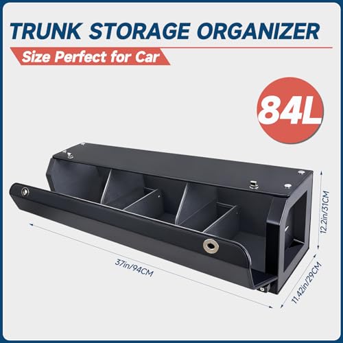Trunk Organizer SUV with LED Light, Waterproof Leather Car Trunk Storage Organizer with Lights, Large Capacity Sturdy Car Storage Box Powered by 4 AA Batteries (Batteries Not Included) - size: LED-Lit Upgrade