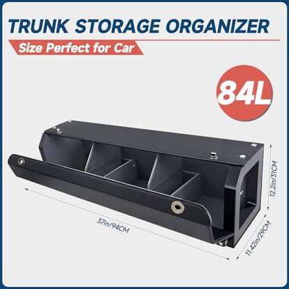 Trunk Organizer SUV with LED Light, Waterproof Leather Car Trunk Storage Organizer with Lights, Large Capacity Sturdy Car Storage Box Powered by 4 AA Batteries (Batteries Not Included) - size: LED-Lit Upgrade