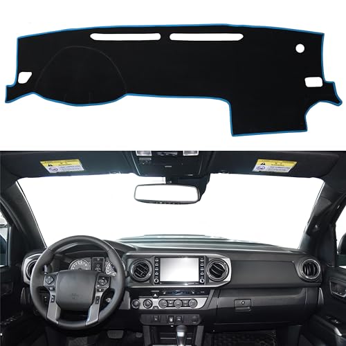 Dash Cover for Toyota Tacoma Accessories 2016-2022 2023 Dashboard Cover Mat Center Console Dash Mat Carpet Sunshield Protector Pad Custom Fit, Blue Trim - color: Blue, size: 2016-2023