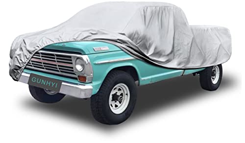 GUNHYI Pickup Truck Cover Waterproof All Weather, 6 Layer Full Size Cover Universal Fit Chevy S10/C10, Ford F100, RAM 1500, Silverado 1500, Tacoma Regular Cab Single Cab (Truck, up to 210 inch) - color: Silver, size: Truck M-length Up to 210 Inch