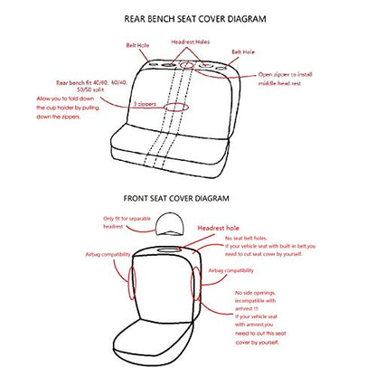 Flying Banner Car Seat Covers Full Set Front Seats and Rear Bench Polyester car seat Protectors Black Gray Purple airbag Compatible Rear Bench Split (Black Mint Green) - color: Black Mint green
