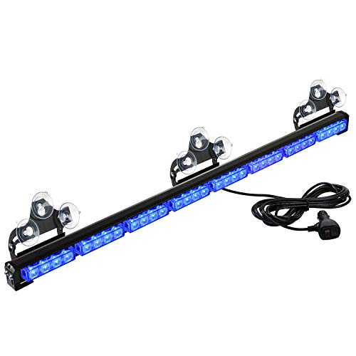 ASPL 36" 32LED Traffic Advisor Light Bar Warning Emergency Strobe Light Bar Directional Flashing Emergency Caution Lighting Led Safety Lights with 16 ft Straight Cord (Blue) - color: Blue