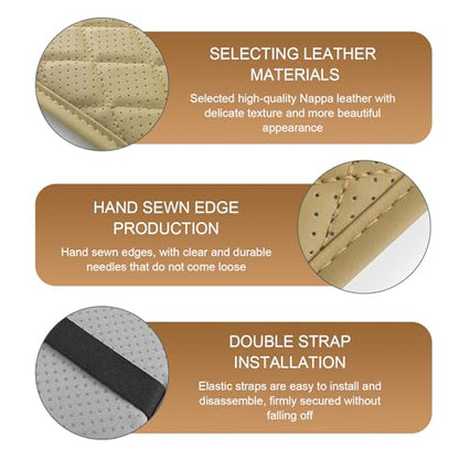 Car Center Console Cover, Leather Automotive Armrest Cushion with 2 Storage Bags, Breathable Armrest Cover, Universal Waterproof Arm Rest Protection Pad for SUV, Sedan, Truck (Beige) - color: Beige