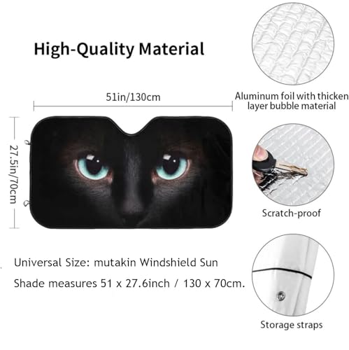 Black cat Eyes Car Windshield Sunshade Front Window Sun Visor Protector Foldable Shield Cover for Truck SUV - color: Black11