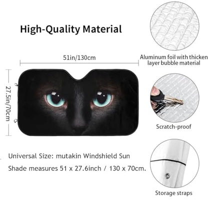 Black cat Eyes Car Windshield Sunshade Front Window Sun Visor Protector Foldable Shield Cover for Truck SUV - color: Black11