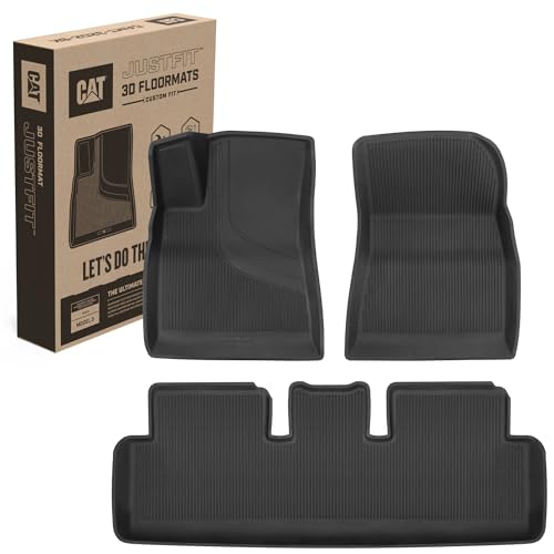Cat® JustFit™ 3D Floor Mats for Tesla Model 3 2017–2024 Custom Fit Floor Mats Full Set, All Weather Waterproof TPE Car Mats, Heavy Duty Tesla Model 3 Accessories for Ultimate Interior Protection - style: Tesla Model 3 (2017-2024)
