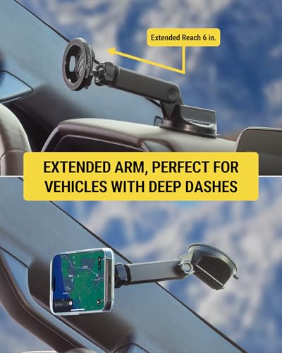 Scosche MagSafe Car Mount, Suction Cup Magnetic Windshield/Dashboard Cell Phone Holder with Vent Clip & Adjustable Flip Arm Compatible with PopSocket, iPhone 17/16/15/14/13/12, Samsung Galaxy, 2-Pack - size: 2 Pack, style: Vent / Window / Dash Extendo Suc