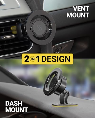 Scosche MagicMount Select MagSafe Car Mount for iPhone, Strong Magnetic Phone Holder for Car Magnet Phone Mount with 360° Rotation for Dashboard/Vent Compatible with iPhone 17/16/15/14 Pro Max Android - size: 1 Pack, style: Dash / Vent