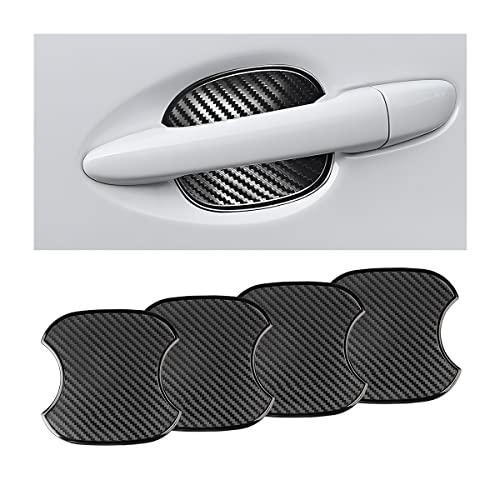 4Pcs Car Door Handle Stickers, 3D Carbon Fiber Texture Auto Door Cup Protective Film, TPU Scratch Protector Cover Guard Pad, Vehicle Door Bowl Paint Cover, Universal for Most Models (3.74''×3.93'') - size: 3.74''×3.93''