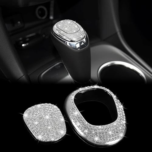 TOMALL Bling Gear Shift Knob Cover Compatible with Chevy Equinox 2018-2020 Cruze 2017-2019 Malibu 2016-2020 Shifter Panel Cover Shift Gear Lever Cover Trim Crystal Bling Decoration for Car Accessories