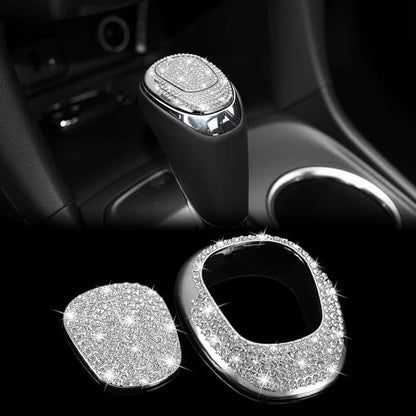 TOMALL Bling Gear Shift Knob Cover Compatible with Chevy Equinox 2018-2020 Cruze 2017-2019 Malibu 2016-2020 Shifter Panel Cover Shift Gear Lever Cover Trim Crystal Bling Decoration for Car Accessories