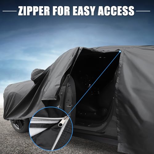 X AUTOHAUX Car Cover for Chevy Camaro 2010-2021 Aluminum Film Outdoor Waterproof Sun Rain Snow Hail Protection with Driver Door Zipper - size: for Chevy Camaro 2010-2021