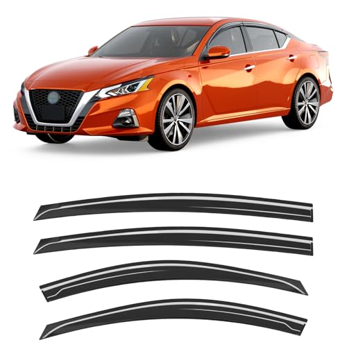 6-PCS Extra-Thick Rain Guards Fit for 2019-2026 Nissan Altima Extra Durable Tape-on Window Rain Guard Window Deflectors Vent Shades Window Visor Vent Visors Exterior - size: Fit for 2019-2026 Nissan Altima