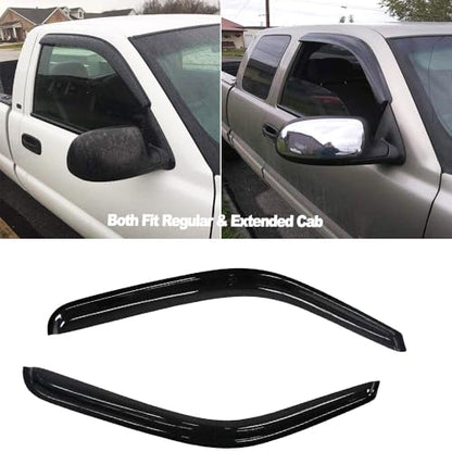 92956 Side Window Visors Wind Deflector for 99-07 Chevry Silverado 1500, 99-06 Silverado/Sierra 2500&3500, 2007 Classic with Standard Cab/Extended Cab, 2pcs Outside Smoke Rain Guards Set - size: 99-06 Regular Cab