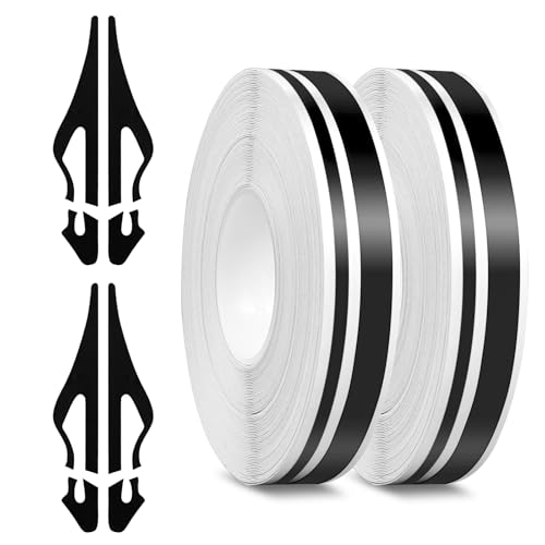 2 Rolls of Car Pinstripe Tape, Silver Pinstripe Body Sticker, Vinyl Thin Car Stripe Pinstripe Tape, for Motorcycle, Car, Racing DIY Body Sticker Tape (Black) - color: Black