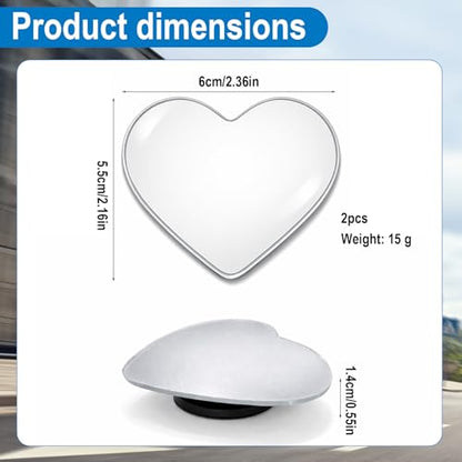 Quzzy 2 PCS Blind Spot Mirrors, Heart Shaped Blindspot, 360 Degree Adjustable Wide Angle Rearview Mirror, Automotive Exterior Accessories for Cars Suvs