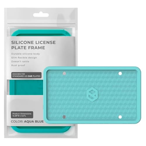 Rightcar Solutions Car Plate Frame, Silicone License Plate Frame, Rust-Proof Rattle-Proof Weather-Proof License Plate Holder for Front or Rear, Aqua Blue, 1 Pack - color: Aqua Blue
