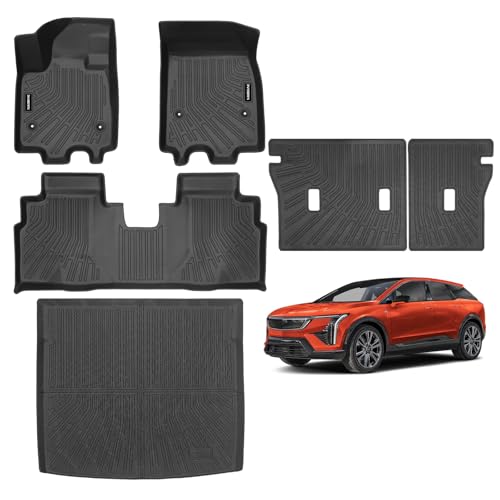 Naibeve Floor Mats for Cadillac Optiq 2025 2026 - All Weather for Cadillac Optiq Floor Mats Liners 2 Row & Cargo Mat & Backrest Mats Accessories - size: 21)Optiq|2025-2026
