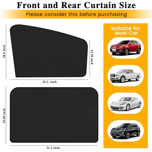 Car Windshield Sun Shade Privacy Covers，4 PCS Car Window Shades for Baby Block Light Curtains Sun Protection Shade Camping for Sleeping
