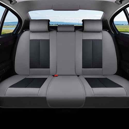 Coverado Car Seat Covers, Rear Seat Covers Leather Car Seat Covers Waterproof Back Seat Cover for Cars, 3-Pieces Seat Covers Backseat Universal Seat Cushion Protector for Most Cars Trucks, Gray&Black - color: Gray&Black